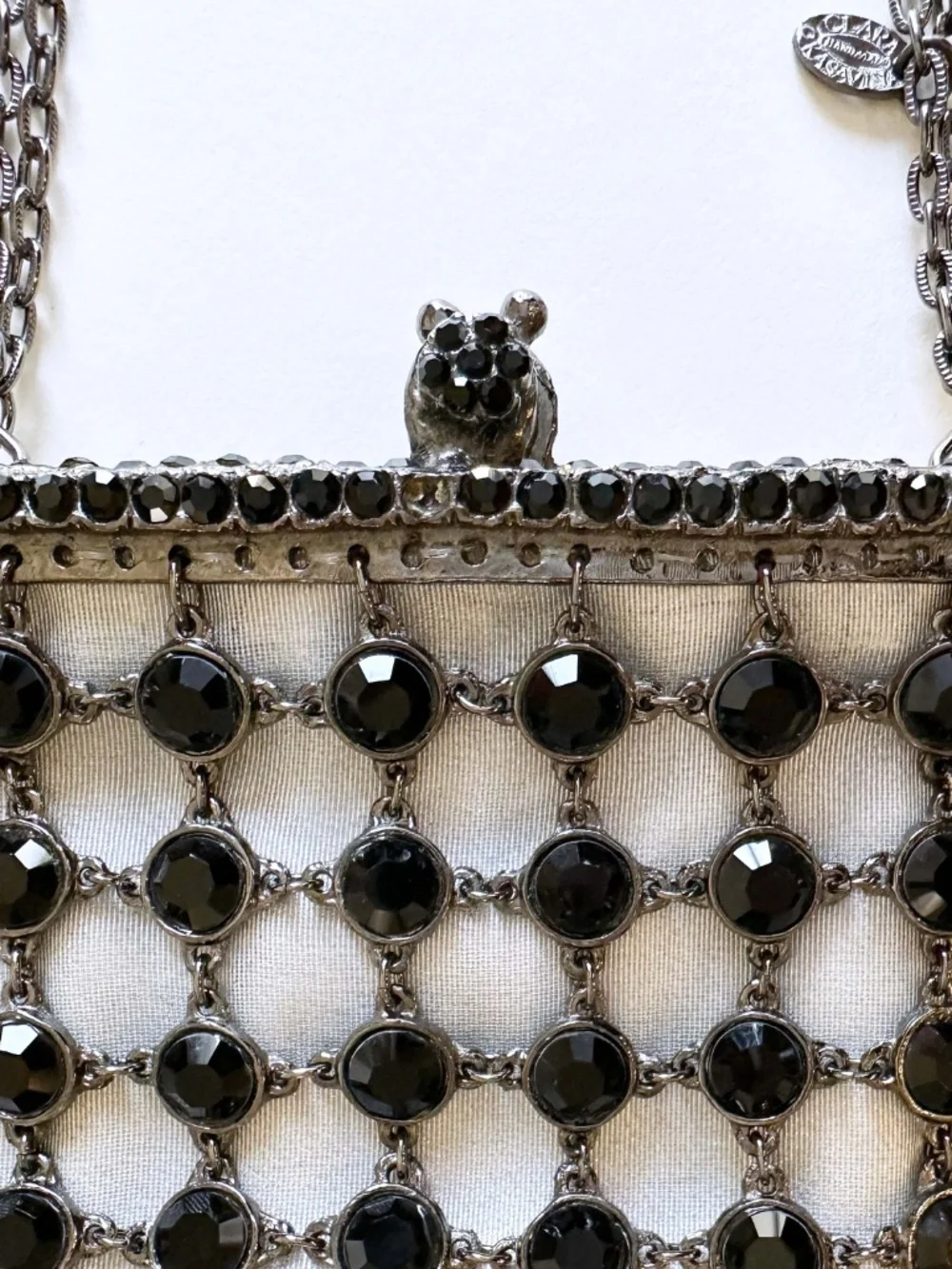 NEW Clara Kasavina Handmade Black Swarovski Crystals Evening Clutch Shoulder Bag